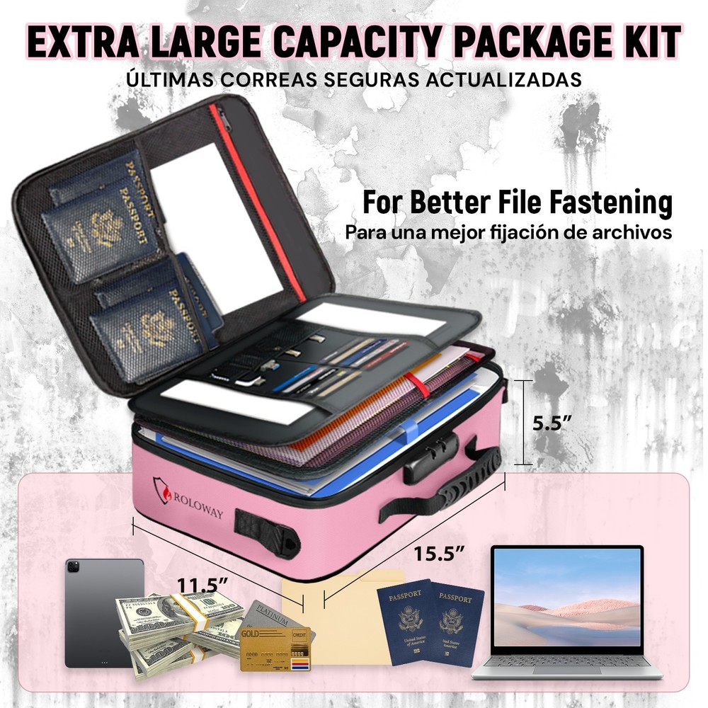 4-Layer Fireproof &Waterproof Document Safe Bag with Lock Muti-color storage bag