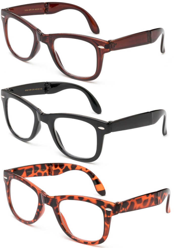 Compact Reading Glasses Foldable with Carry Case Classic Folding Reader Retro