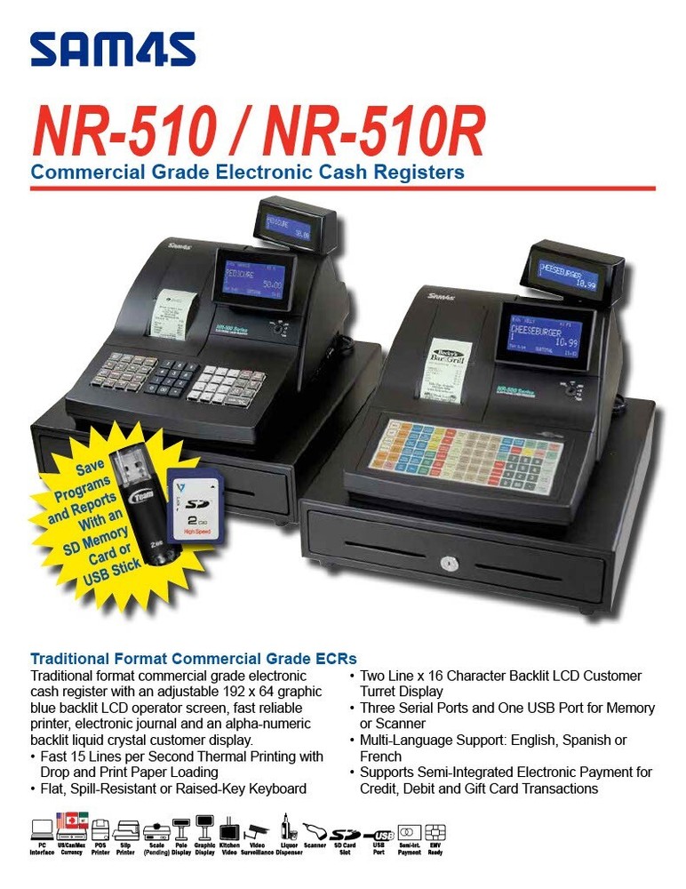 NEW Sam4s NR-510 Flat or Raised Keyboard - specify when ordering