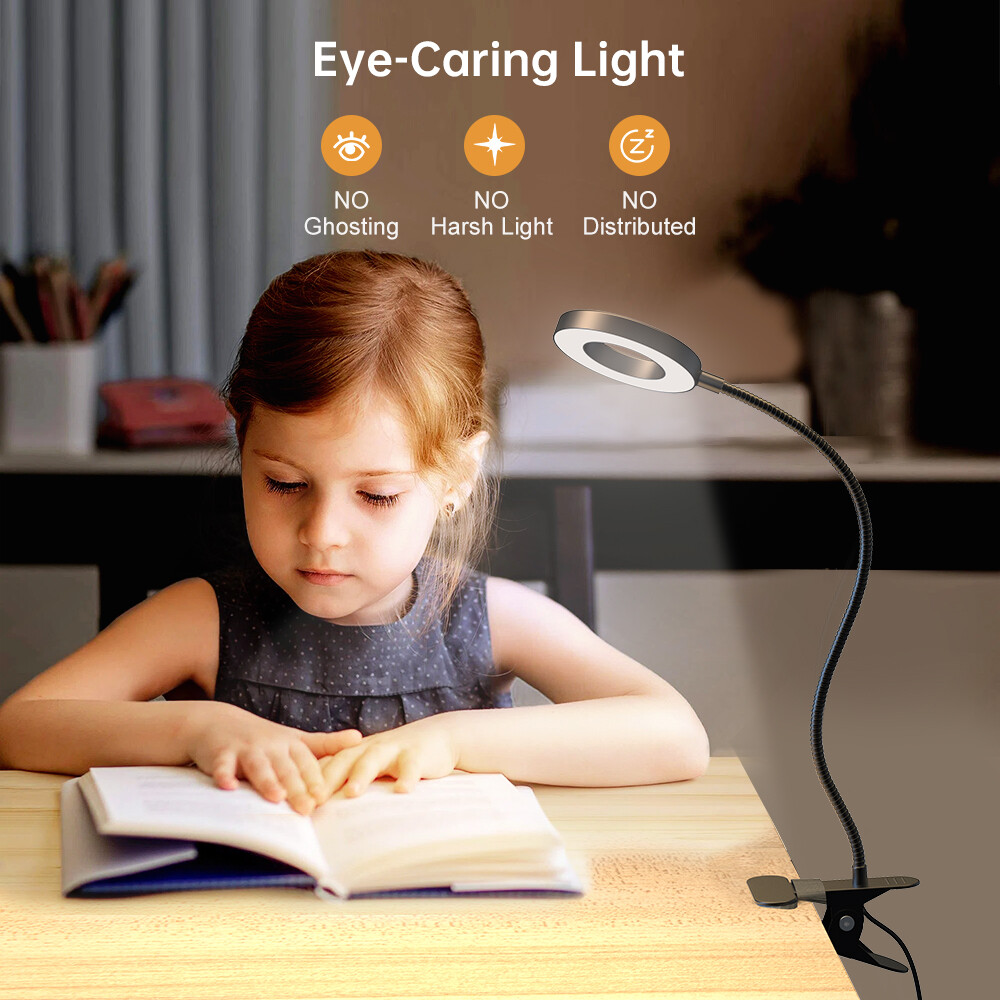 LED Desk Lamp Adjustable Swing Arm Lamp with Clamp Eye-Caring Reading Desk Light