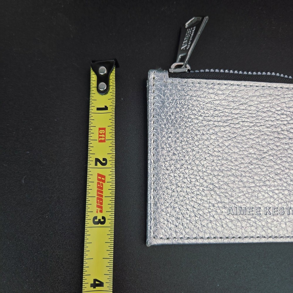 Aimee Kestenberg Card Wallet Silver Leather 21" Long Strap