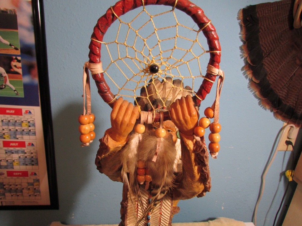 Native American Chief with Dreamcatcher Figurine