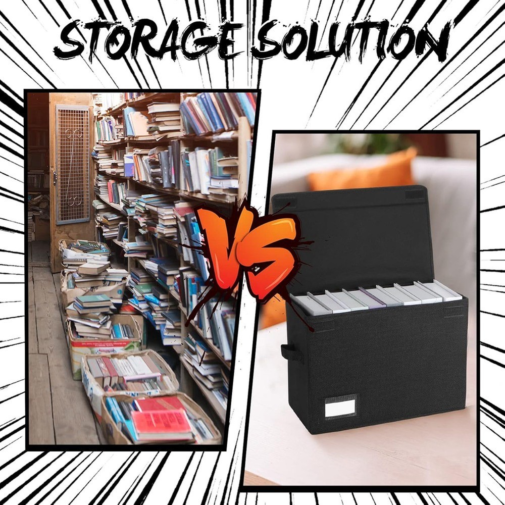 Comic Book Storage Boxes, Back to School Fold Comic Short Box Case with Lid5874