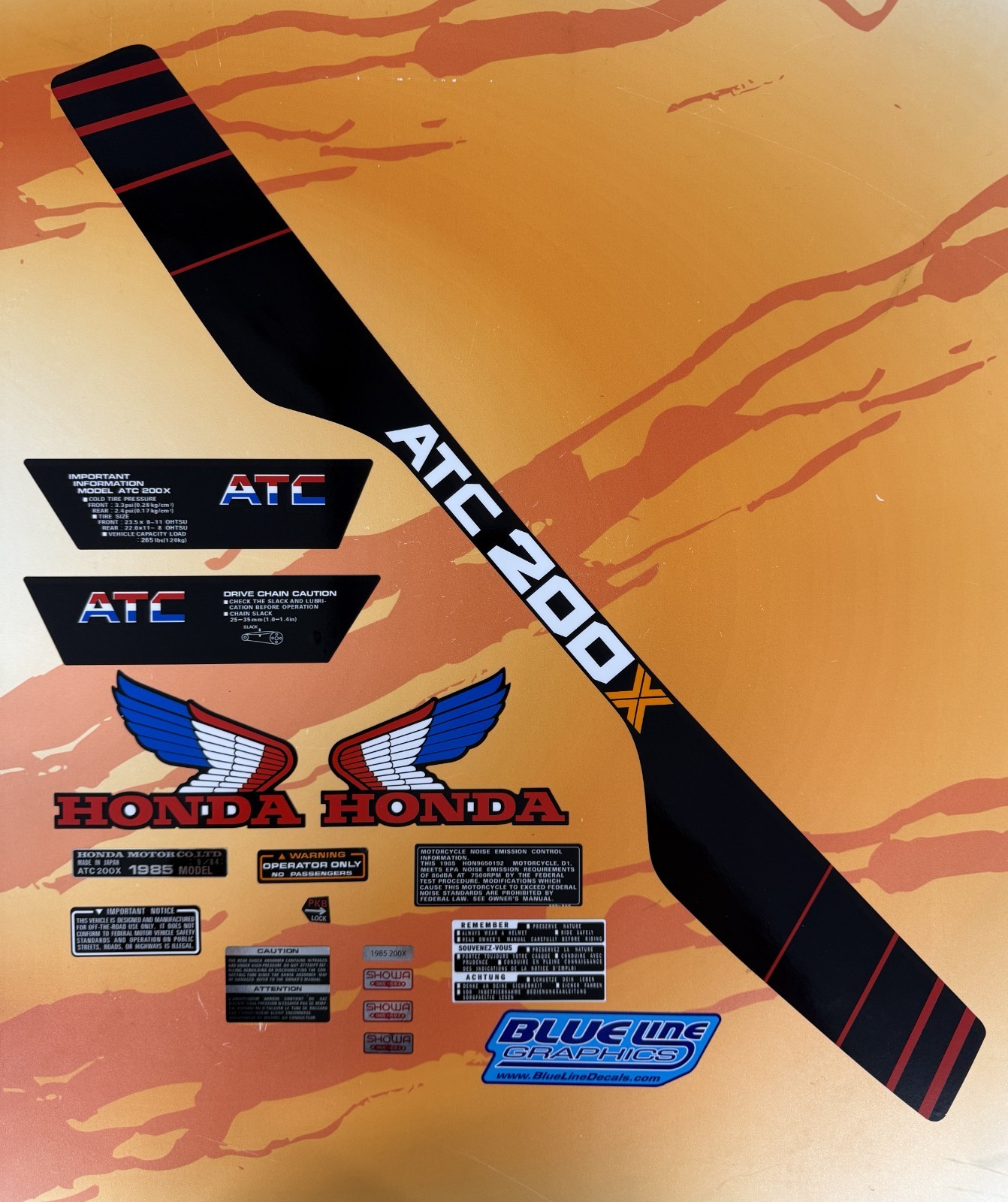 Honda 1985 ATC200X Complete Decal Kit MAIER Fenders ATC 200X 200 85