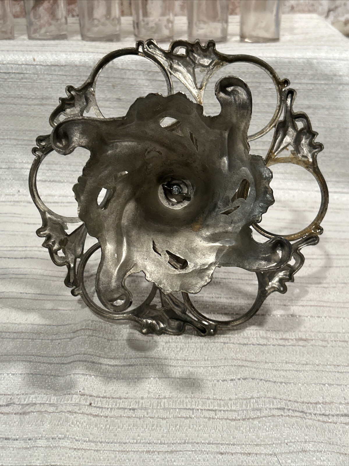 Heavy Antique Silver Plated 7 Pc Cruet Set