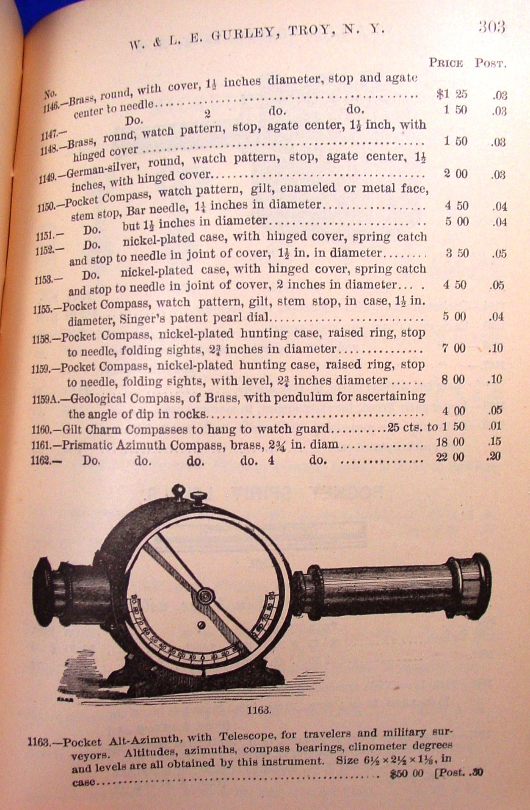 1889 Gurley Surveying & Drafting Insts. Catalog/Manual