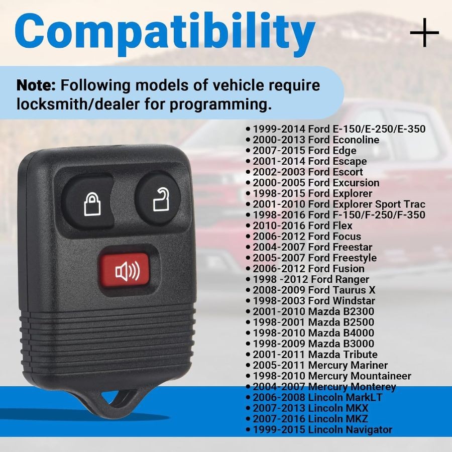 Key Fob Remote Replacement Compatible with E150 Escape Ranger Explorer Expeditio
