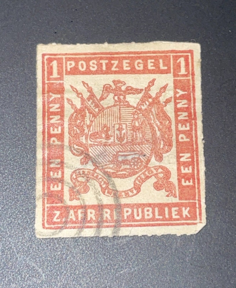 TRANSVAAL 1870’s First Issue 1d Red Fine Roulette Course Imp Cancelled