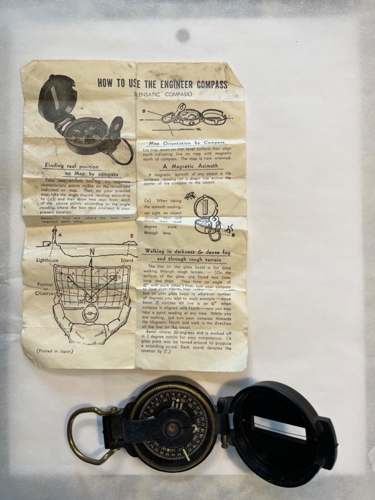 Vintage Engineer Directional Lensatic Compass 12 BX