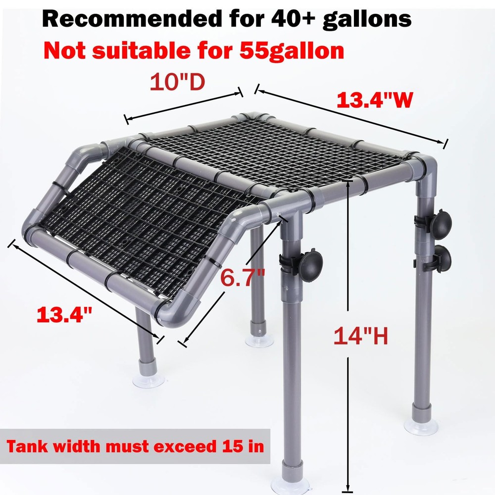 Best Extra Large Turtle Basking Platform 13.4" Width Tank Accessories, PVC Area