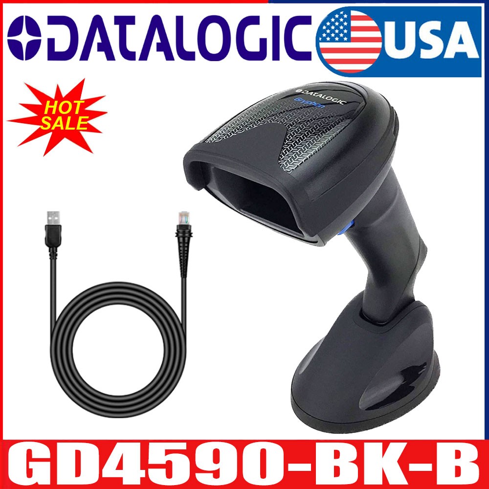 Datalogic Gryphon GD4590-BK-B 2D Barcode Scanner Reader With USB Cable & Base US