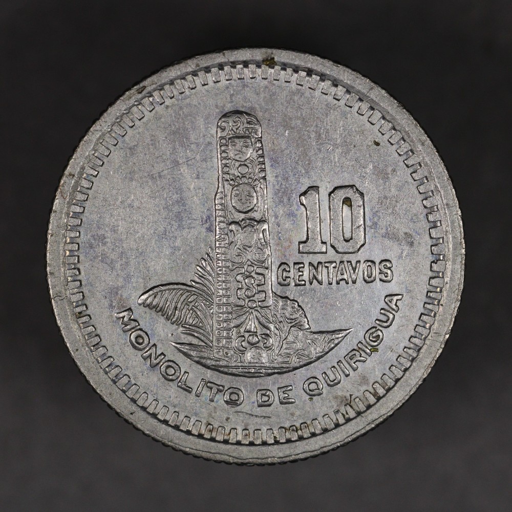 1950 Guatemala Silver 10 Centavos