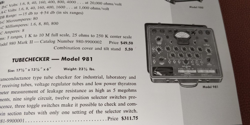 1961 Weston Portable Testing Instruments ~ catalog Brochure