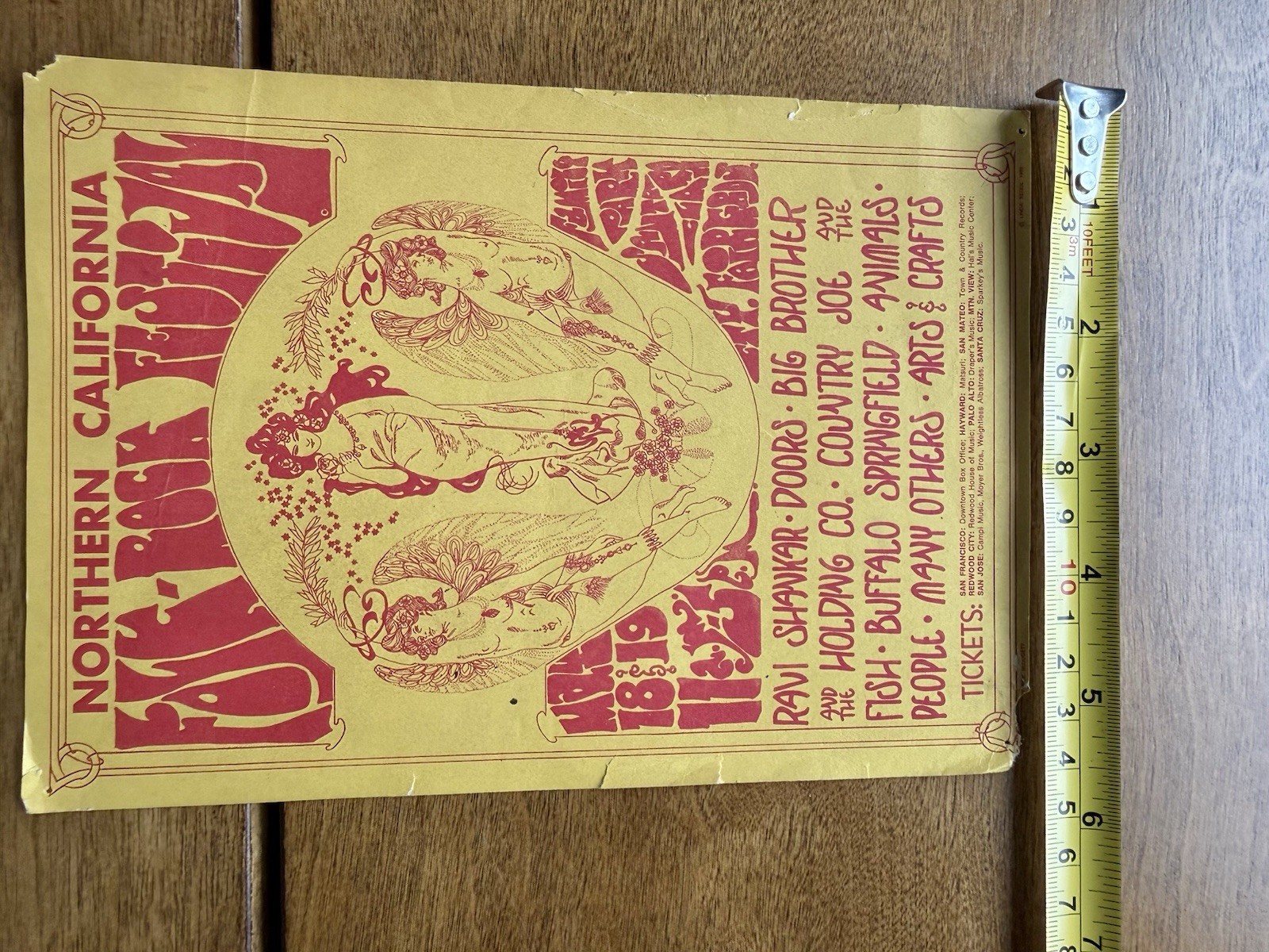 Orig. 1968 Nor Calif. Folk Rock Festival Handbill The Doors as Is