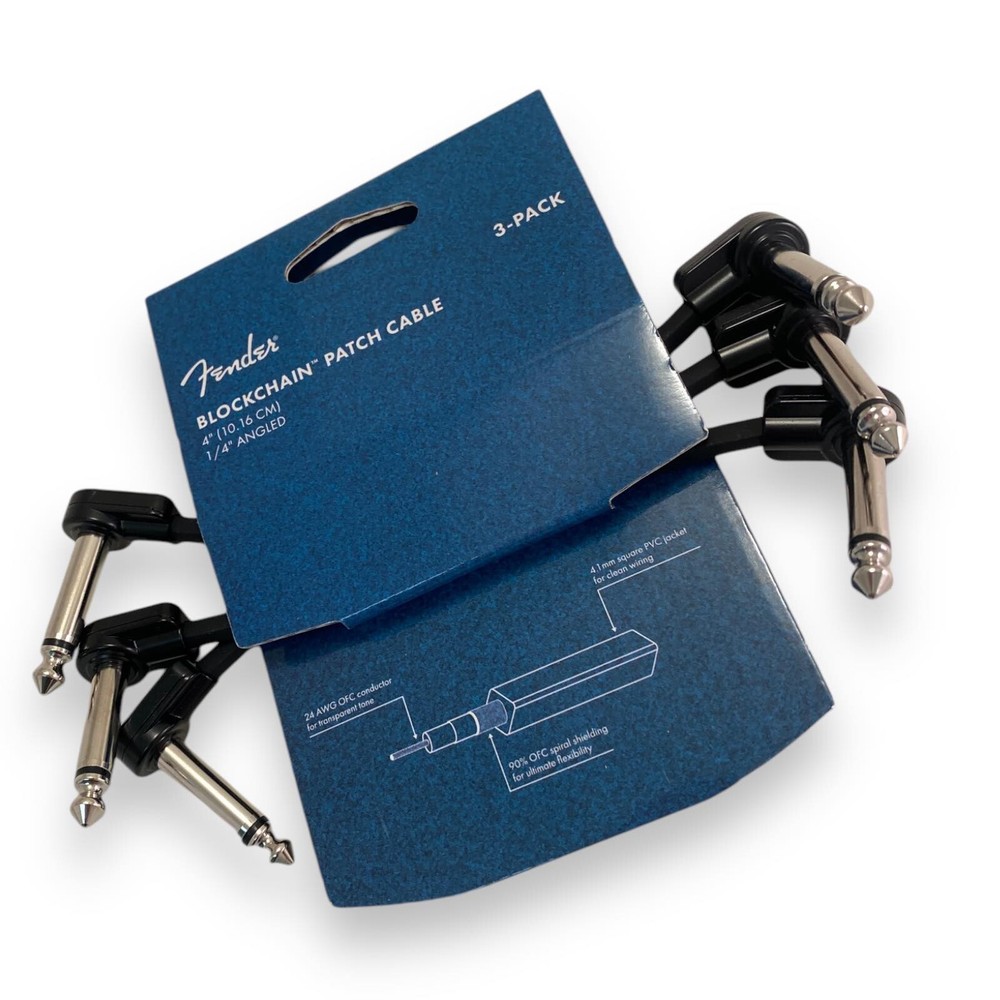 099-0825-007 Fender Blockchain 4" Patch Cable 3-Pack Angle/Angle