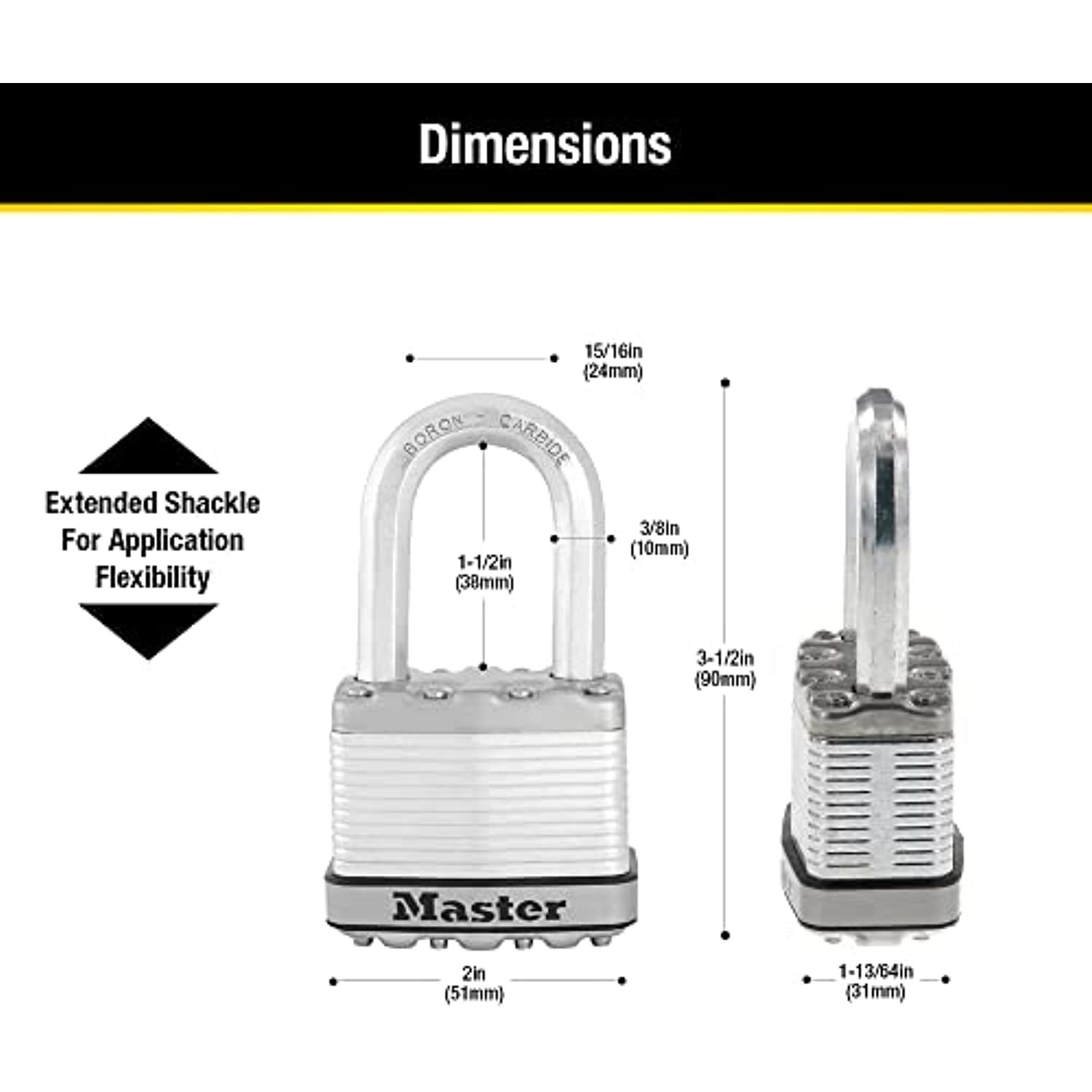 Master Lock M5XTRILF Magnum Heavy Duty Outdoor Padlock with Key, 3 Pack