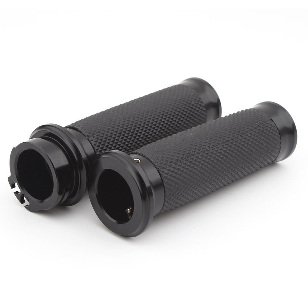 Pair Aluminum 1" Black Handle Bar Hand Grips Fit For Harley Sportster Road King