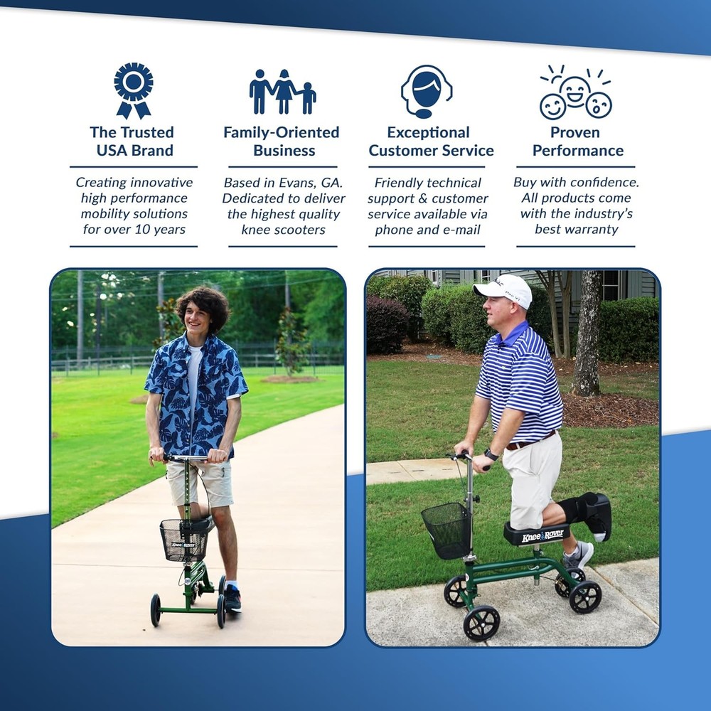 Knee Walker Scooter Foldable Steerable Crutch Alternative w/ Basket