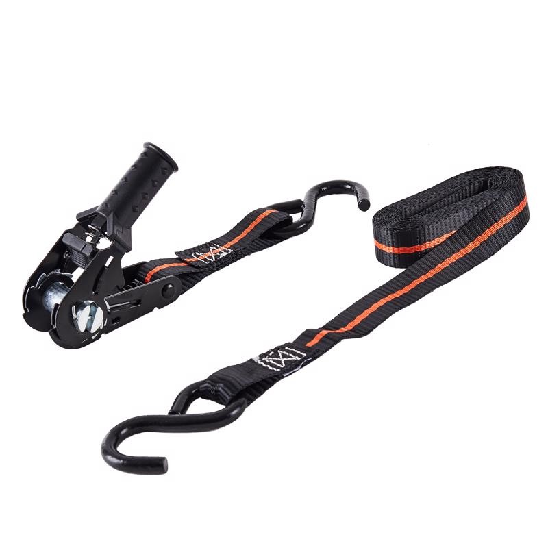 Keeper 1"x8' Ratchet Tie Down Strap 500 lb Black/Orange