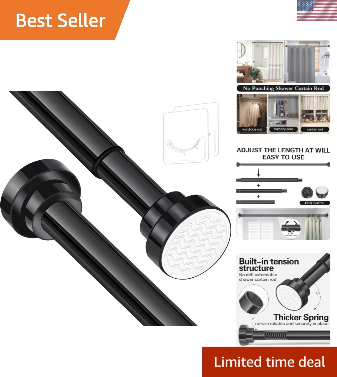 Versatile Stainless Steel Shower Curtain Rod 28.4-51.1in Perfect for Homes