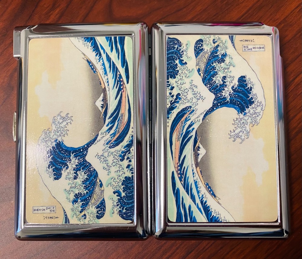 Wave Art Cigarette Case with lighter ID Holder Wallet