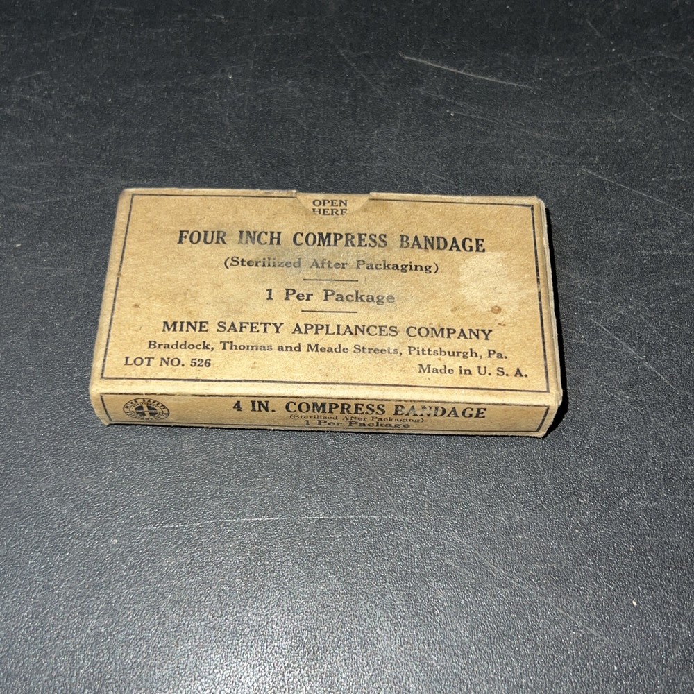 Vntg Mine Safety Co. Cokpress Bandage & Box