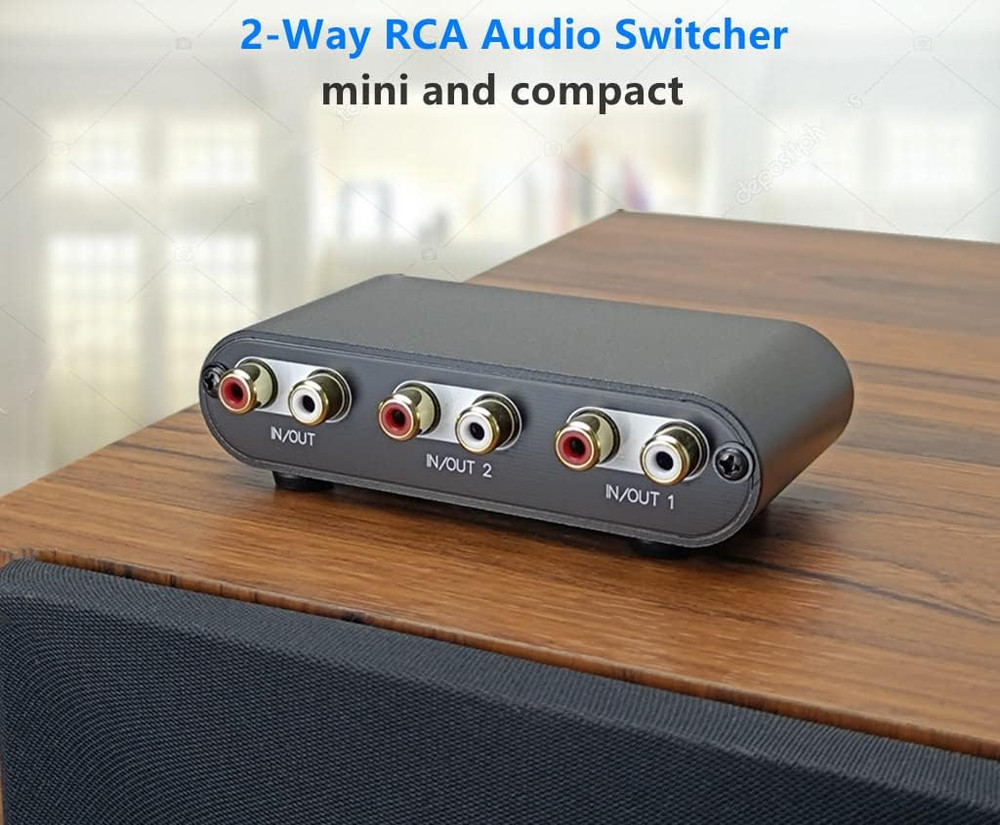2-Way RCA Stereo Audio Switch Input Signal Source Switcher Selector Splitter Box