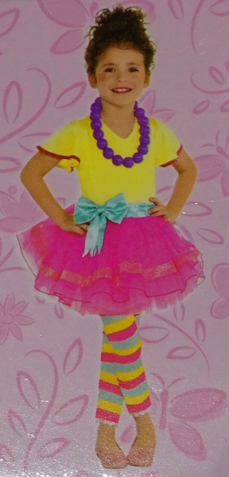 DISNEY FANCY NANCY COSTUME DRESS GIRLS 4-6-LEGGINGS-NECKLACE-BOA-HAIR CLIPS-NEW