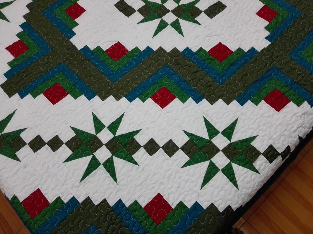 Queen Size Star Patchwork Quilt #J-98