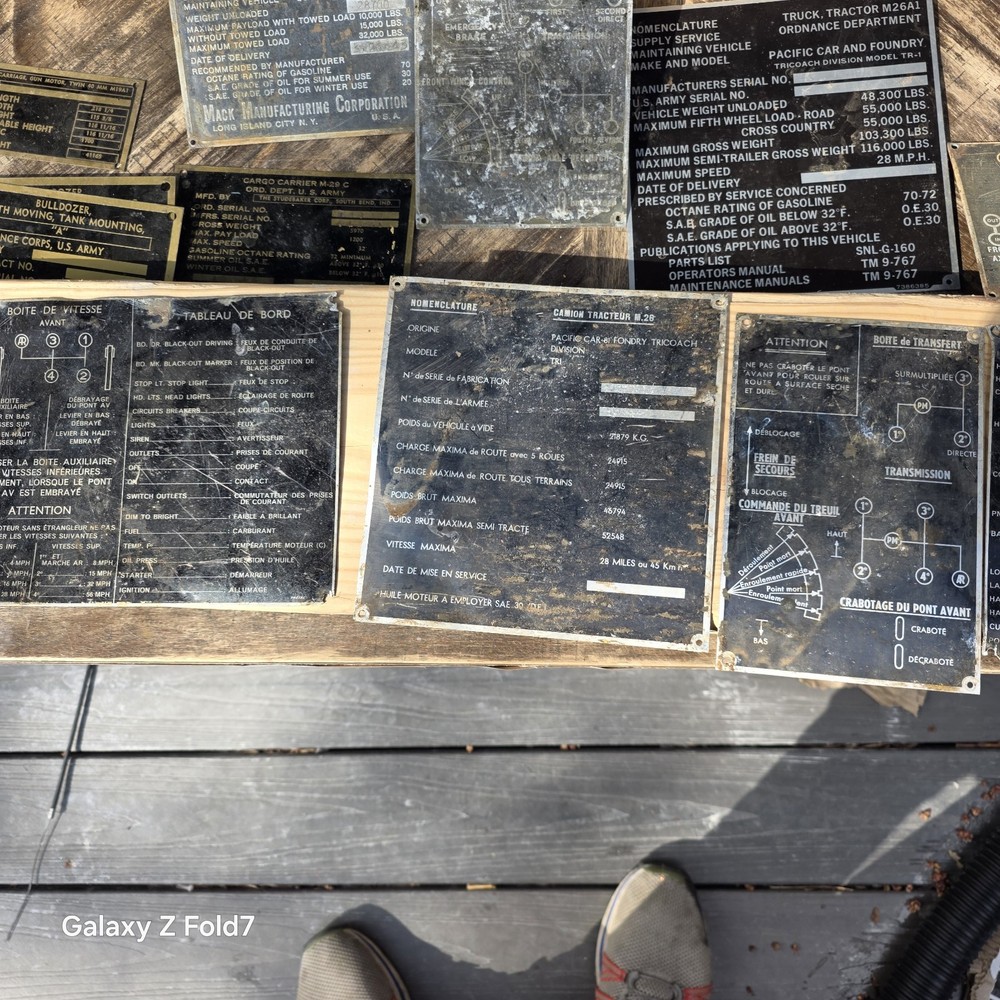 WWll Vehicle Data Plates US & FOREIGN