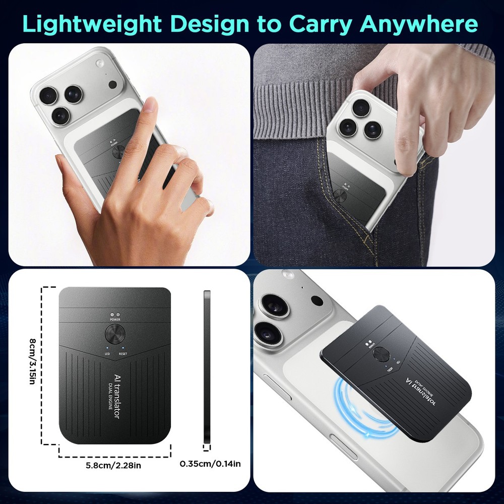 AI Language Translator Device Magnetic Two-Way Real-Time Language Translator