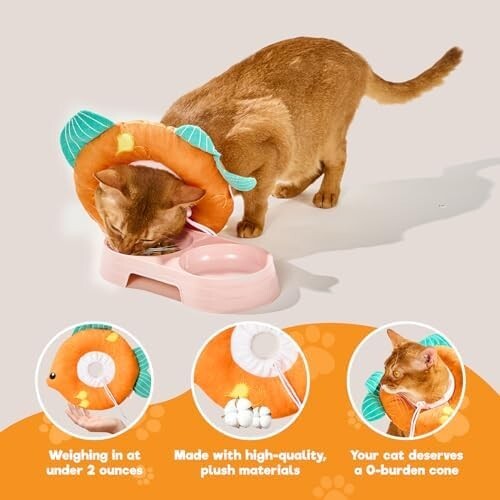 Cat Cone, Adjustable Cat Recovery Collar, Extra Soft Cat (Grapefruit, M)