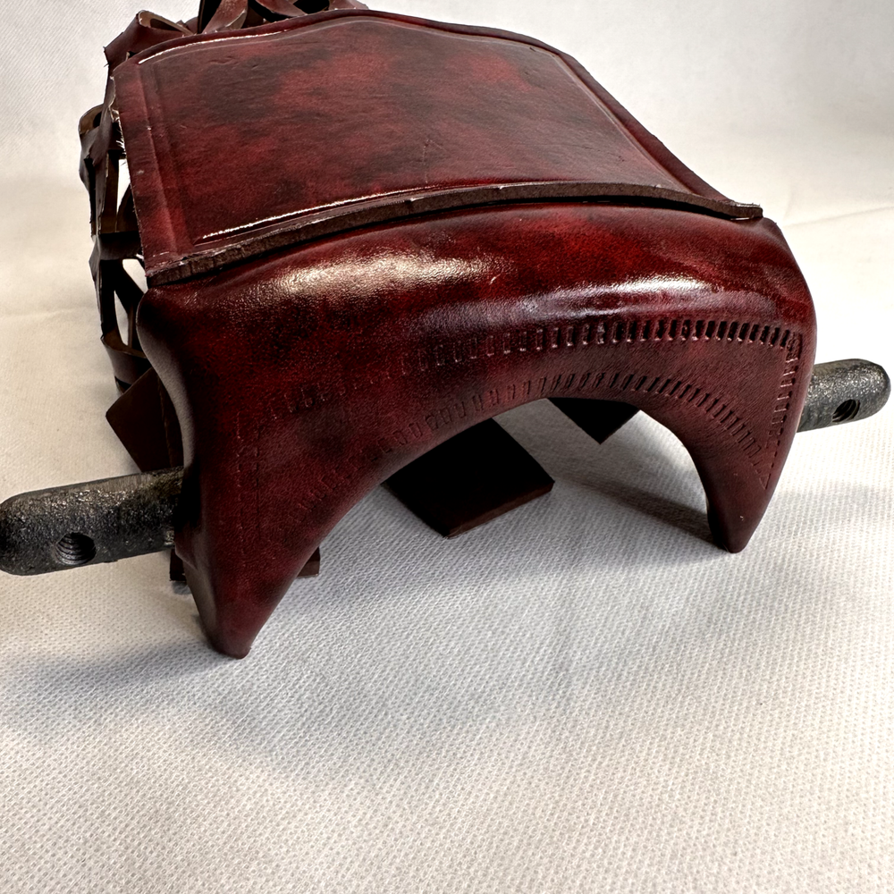 Burgundy Leather Sheild Pocket Pool Table Replacement Pocket Drop Bag