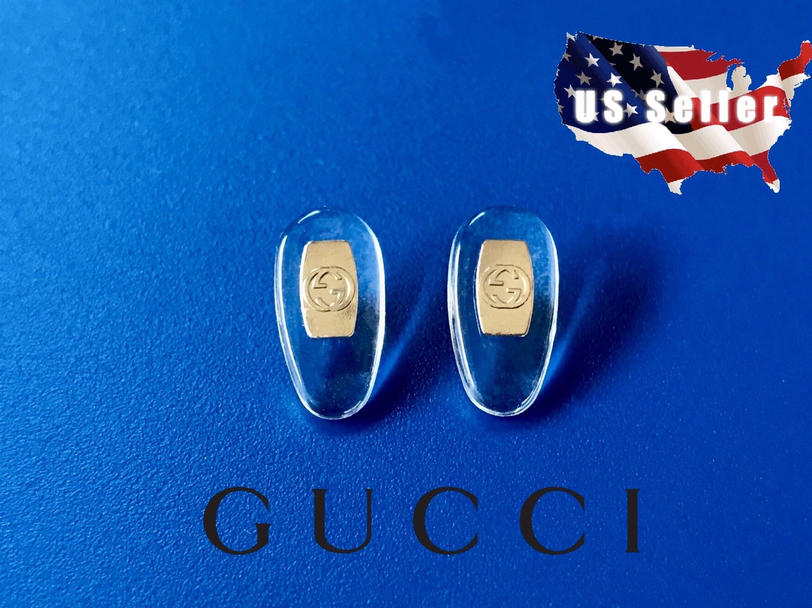 NEW Gold Gucci Replacement Silicone Nose Pads for Sunglasses Eyeglasses W/Screws
