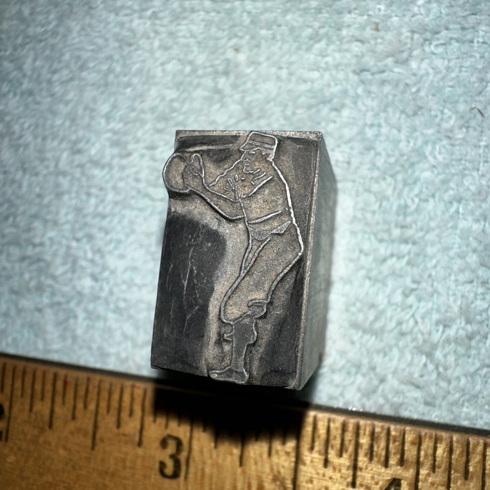 Printing Block “ Old Time Baseball Player “ Lead Block