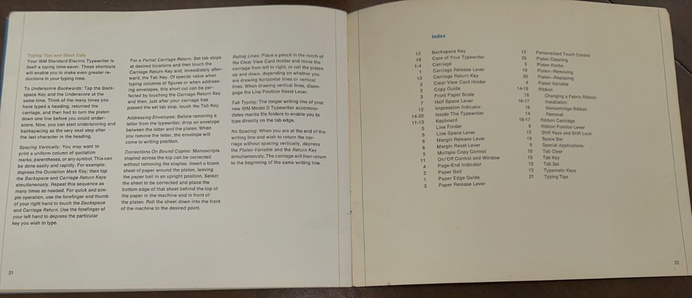 (1967) IMB Model D Typewriter Operating Instructions Booklet
