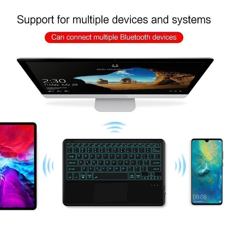 Rechargeable Backlit Bluetooth Touchpad Keyboard Mouse For Android IOS Tablet PC