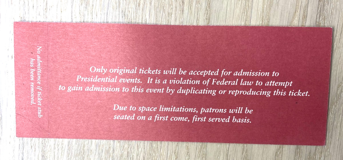 President George W. Bush The State of Pennsylvania Welcomes 11-1-2002 Ticket