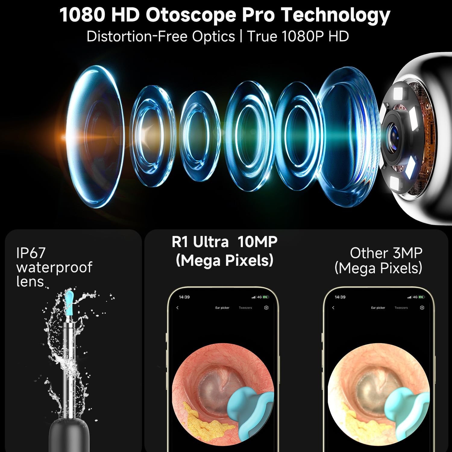 BEBIRD R1 Ultra Ear Wax Removal, Cleaner with 1 Count (Pack of 1), Black