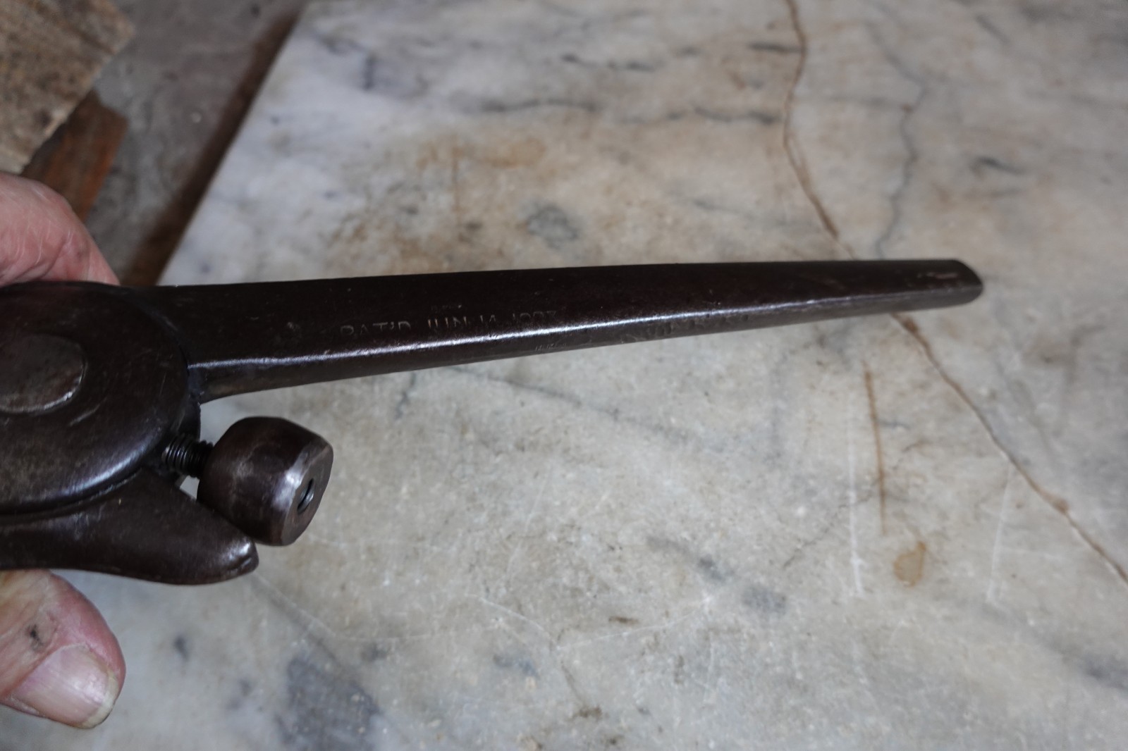 Antique "BOYNTON" ADJUSTABLE ALLIGATOR WRENCH Jun 14 1887 Mechanic Carpenter