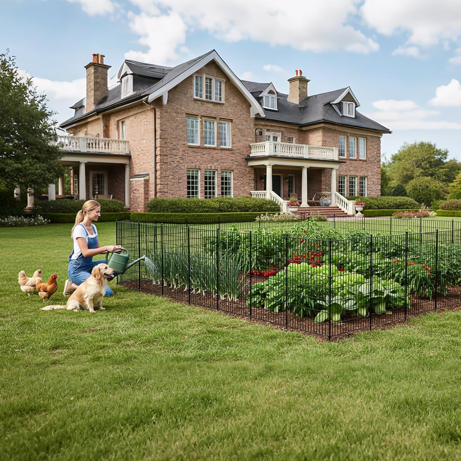 NAIZEA Garden Fence with Gate 7 Panels 13 Panels Animal Barrier No Dig Pet Fence