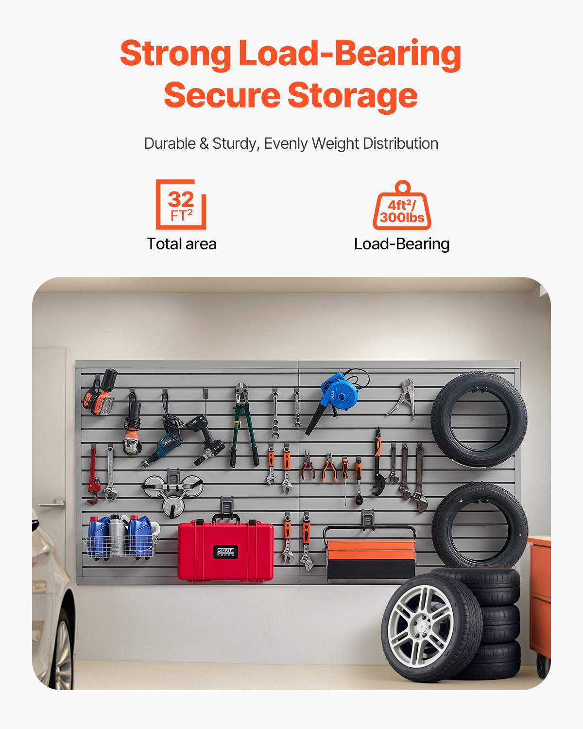 8 x 4 ft Slat Wall Paneling PVC Grey Garage Slatwall with Modular Design