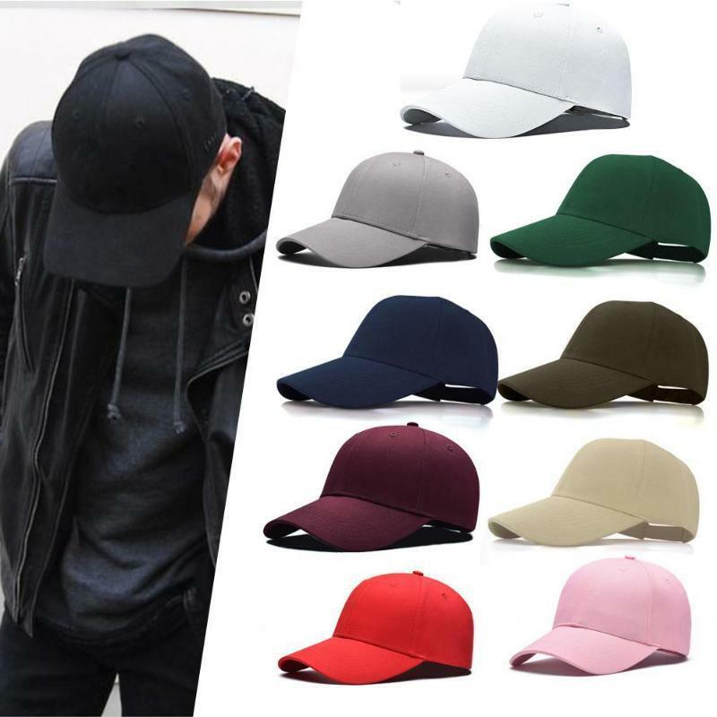 Mens Womens Baseball Cap Strap Back Adjustable Blank Plain Solid Hat Visor Caps