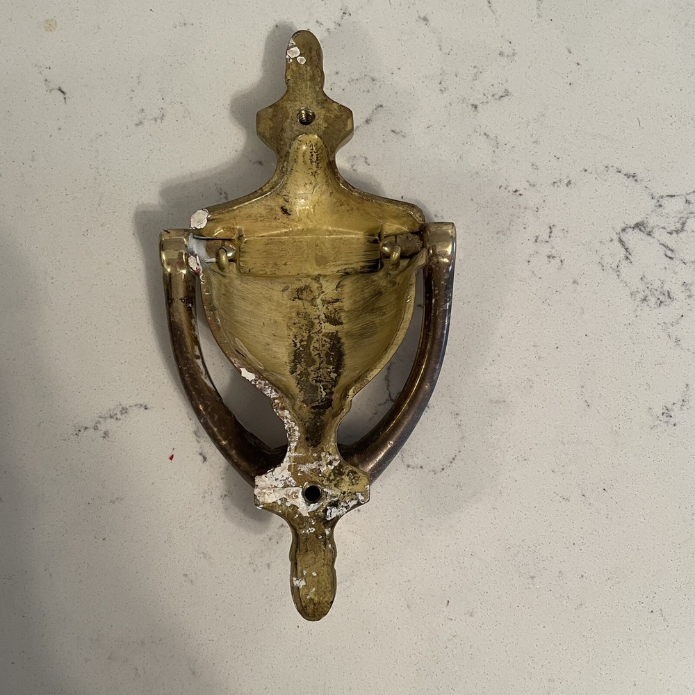 Vintage Solid Brass Door Knocker 6”x 3” Classic Mcm