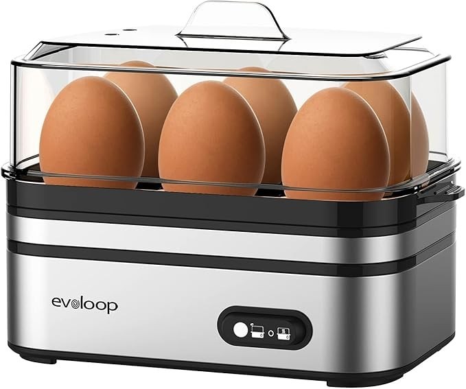 Evoloop Rapid Egg Cooker Electric 6 Eggs Capacity, Soft, Medium, Hard Boiled,