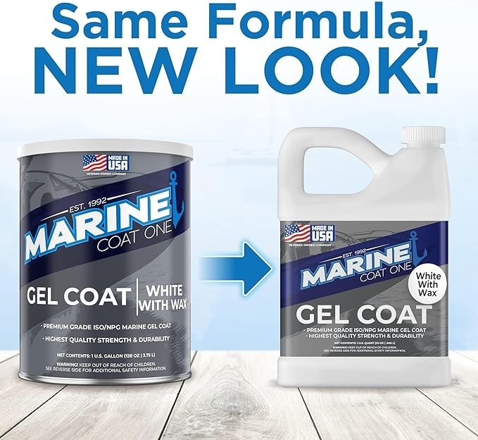 Marine Coat One, White Gelcoat Repair Kit For Boat - (White With Wax, Quart)
