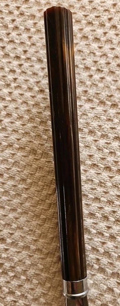 Vntage Bakelite Salad Server Fork Signed Chase Brown Ribbed Bakelite Handle 10"