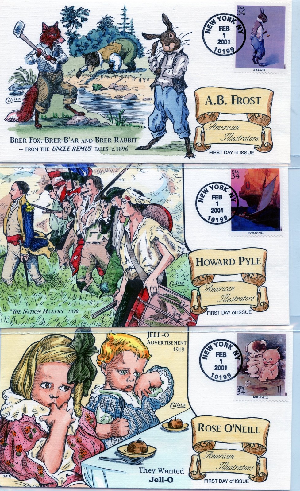 WWLF COLLINS CACHET FDC 3502 a-t AMERICAN ILLUSTRATORS COMPLETE SET OF 20