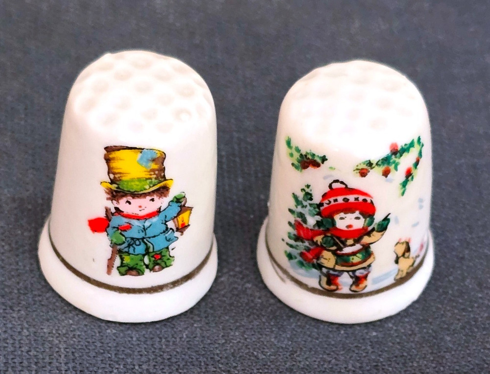 Charming 2pc Ceramic Thimbles