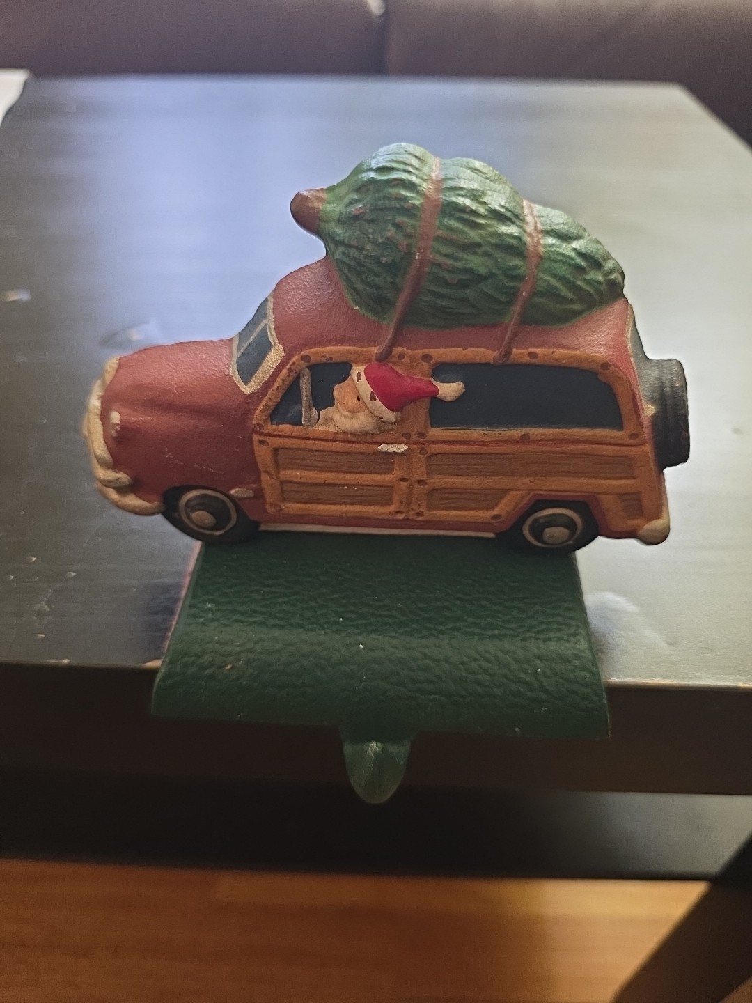 Cast Iron Eddie Bauer Station Wagon Christmas Tree Stocking Holder Hanger